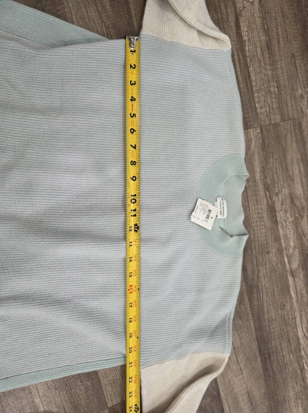 Nwt Club Monaco 349$ Arya Cashmere Light Blue Cream Colorblock Sweater Y2K Lux - Picture 4 of 9